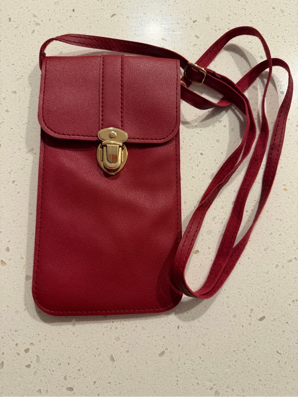 Women's Red Crossbody Phone Bag with Gold Hardware